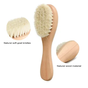 Custom Natural Wool Brush Wooden Baby Hair Brush, High Quality Brushes Set Newborns Gift