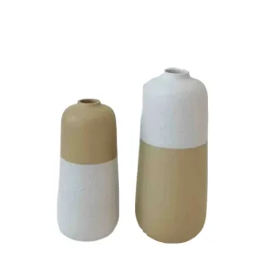 Discount Morandi Two-Tone Spliced Straight Stoneware Vase Set Suppliers, Products