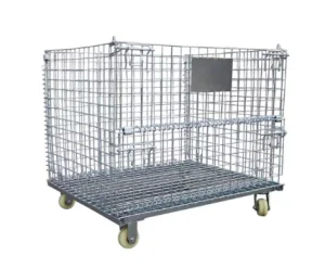 Collapsible Steel Storage Cage Stackable Wire Mesh Pallet Container Logistics Folding Mesh Box Pallet