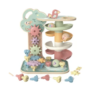 Early Education Montessori Puzzle Color Lacing Beads Toy Rolling Ball Stacking Track Toy Ball Turving Music Baby Toy