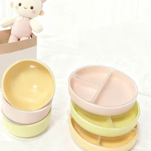 New Material Kids Feeding Set Liquid Silicone Suction Divided Plates Eco Friendly Bpa Free Baby Plate Silicone Plates