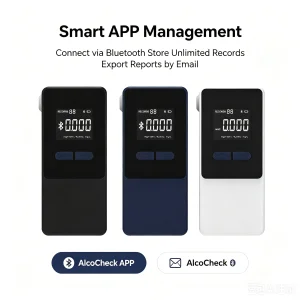 AT808 Bluetooth Fuel Cell Alcohol Tester Portable Breath Analyzer App Connection High Accuracy For Home Travel