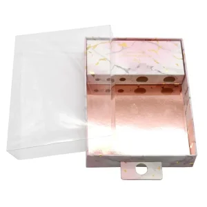 Conjunto de Pincéis de Maquiagem Cosmética Personalizados em Rosa com Caixa de Embalagem de Papelão Reciclado