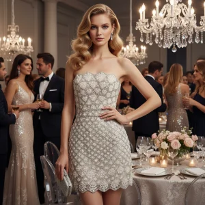 Luxurious Girls Real Evening Party Dress Strapless Sleeveless Handwork Beading Crystals Bride Short Wedding Dresses
