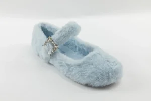 Custom Light Blue Faux Fur Flats