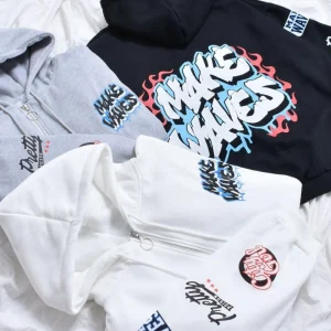 Wholesale Vintage Embroidery Printed Logo Hoodies Cotton Fleece Sweatshirt Custom Zip up Hoodie for Men