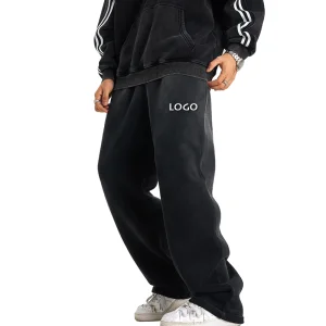Loose Sport Customized Oversized 300g Fleece Thickened Straight Leg Mens Joggers