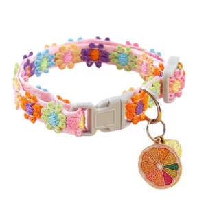Colorful Adjustable Buckle Rainbow Flower Lace Kitten Collar Dog Accessories
