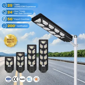 NanDe IP65 Waterproof Outdoor 300W-900W LiFePO4 Battery All In One Solar Street Light for Highways Public Roads