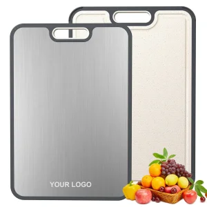 Kitchen Food-Grade Pure Titanium Cutting Board Double Sided 15\"X10\" Easy Clean Large Size for Wheat Straw PP Chopping Blocks