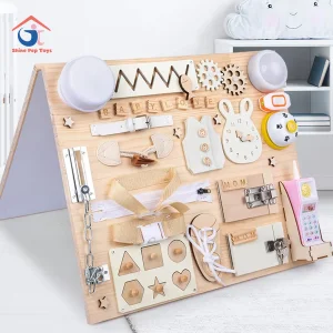 Wooden Toys Busy Board Children Sensory Montessori Early Education Learning Toys Busy Board for Kids Baby Toddler