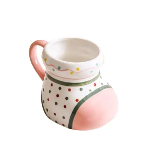 Custom Pink White Polka Dot Hand-Painted Christmas Ceramic Mug Factories, Company