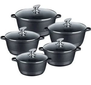 Die Cast Aluminum 10-Piece Classic Non-Stick Cookware Sets With Stainless Steel Handles Induction Bottom Oven &amp; Dishwasher Safe