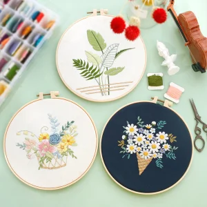 Diy Cross Stitch Hand Embroidery Kit Sets Flower for Beginner Handmade Linen Gift DIY Kit