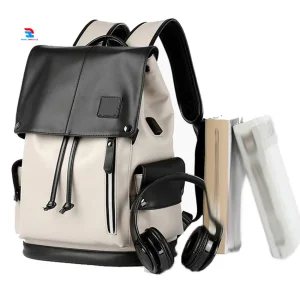 Drawstring Backpack Bag in PU Leather for Outdoor Activities