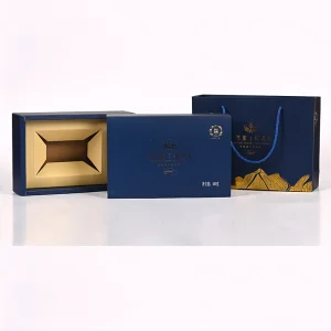 Caixa de papelão ondulado impressa personalizada com logotipo para embalagem de perfume, roupas, joias, embalagem de chá, caixa de presente de luxo com alça e sacola de papel