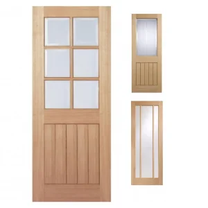 Mexicano Design Internal Wooden Oak Glass Door for Apartment