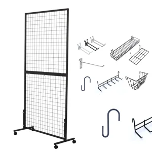 White Steel Grid Wall Panel Display Rack