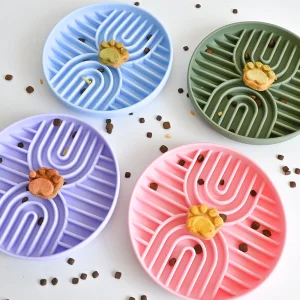 Double Rainbow Silicone Slow Feeder for Dogs Dishwasher Safe Large Pet Licking Pad Dog Slow Food Serving Bowl