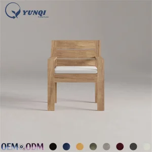 More Design Teak Wood Outdoor Dining Chairs Set of 4 Waterproof Cushion Backyard Patio