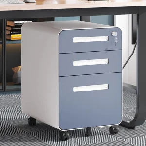 Steel Office Filing Cabinet Mobile Pedestal 3 Drawers Round Edge Mobile Cabinet Under Desk Steel Filing Cabinet with Wheel