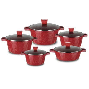 10 PCS 2022 New Aluminum Kitchen Cooking Pots Ceramic Casserole Nonstick Dessini Cookware Sets