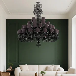 Factory Wholesale Modern Custom French Black Crystal Chandelier for Home Decor Wedding Hotel Luxury Decorative Ceiling Light