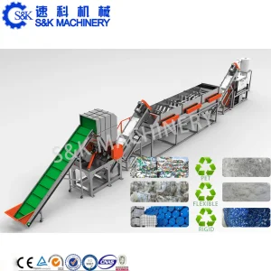 Automatic PE PP HDPE Pellet Pet Plastic Film Woven Jumbo Bag Bottles Waste Washing Recycling Machine