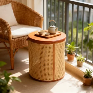 Multifunctional Modern Round Storage Wood Coffee Table for Home Living Room