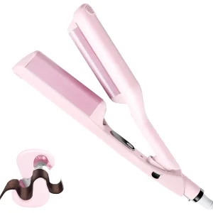 Electric Portable Ceramic Pink 1/4 Inch Hair Waver Iron Wand Crimper