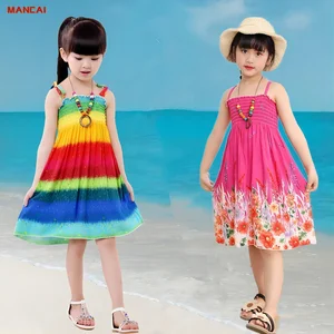 Summer Flower Girl Dress Rainbow Sundress