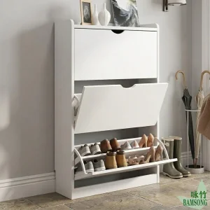 White Adjustable Shoe Cabinet Home Living Room Ultra-Thin
