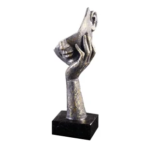 China Vintage Distressed Resin Abstract Hand-Holding Half-Face Sculpture Manufacturers, Factory