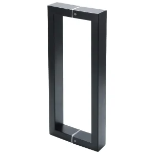 10-Inch SUS304 Stainless Steel Matte Black Square Back-to-Back Double Shower Glass Door Handle Pull Set with Washers