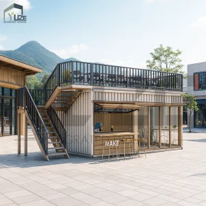 Customizable Commercial Business Prefab Modular Shipping Container Retail Store Coffee Shop with Terrace