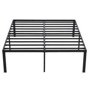 Customized Black Minimalist Steel Ribs Queen Double Size Strong Metal Bed Frame Load Capacity
