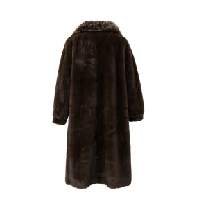 Women's Winter Warm Long Outerwear Fur Trim Overcoat with Faux fur with Single Button Closure Windproof and Woven Coats