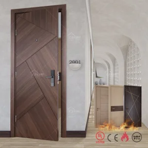 UL Oak Solid Interior Wood Fire Rated Customize Apartment Hotel Flat Rsternal Internal Bedroom Door and Frames