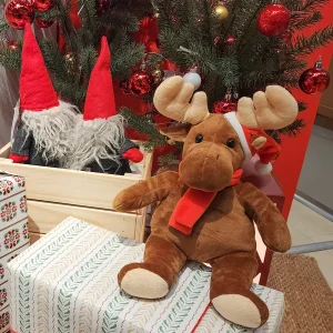 Wholesale Plush Moose Toy Soft Stuffed Reindeer Plush with Christmas Hat Cute Holiday Decoration Bulk Animal Toy for Christmas