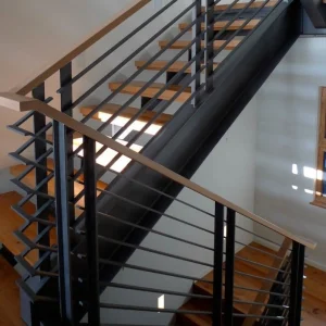 Solid Wooden Straight Stairs Step Mono Staircase Cable Railing for Stairs