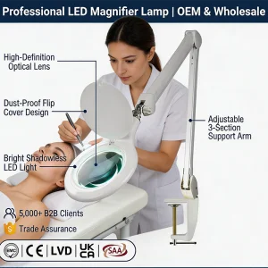 Adjustable 3 Section Arm LED Clamp Lamp with HD Optical Lens