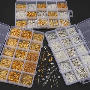 15-Grid Metal Jewelry Making Kit with Hooks
