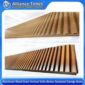 Home Aluminum Faux Wood Grain Grille Batten Sectional Overhead Automatic Garage Doors