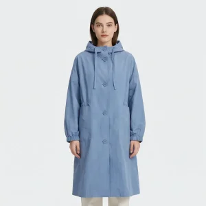 Casaco Trench Fino com Capuz Solto