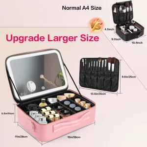 Outdoor Womens Makeup Organizer LED Mirror Waterproof