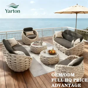 Custom Modern Outdoor Furniture Waterproof Rope Weaving Garden Sofa