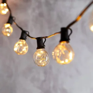 Commercial Grade 48 FT Edison Vintage Solar Outdoor String Lights G40 Heavy-Duty Decorative Bulbs Plastic 10m Bulbs Glass G40