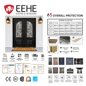 Eehe Arched Front Door with Glass with Sound Insulation Double Glazed Glass CSA Designed for Retail Shops and Aluminium Front