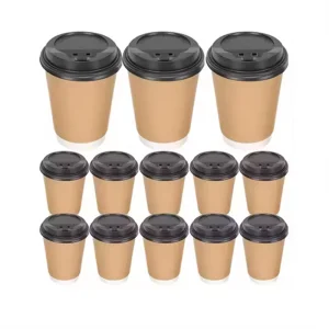 2.5-32oz Copos de Papel Descartáveis para Café com Lids de Parede Simples e Dupla