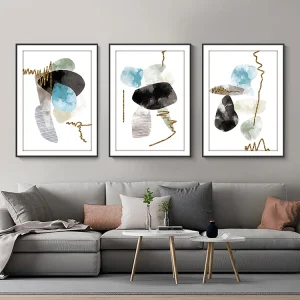 Abstract Canvas Print with Frame Boho Designs Wearing Flowers Picture Painting Wall Frame Art Prints Home Decor for Living Room